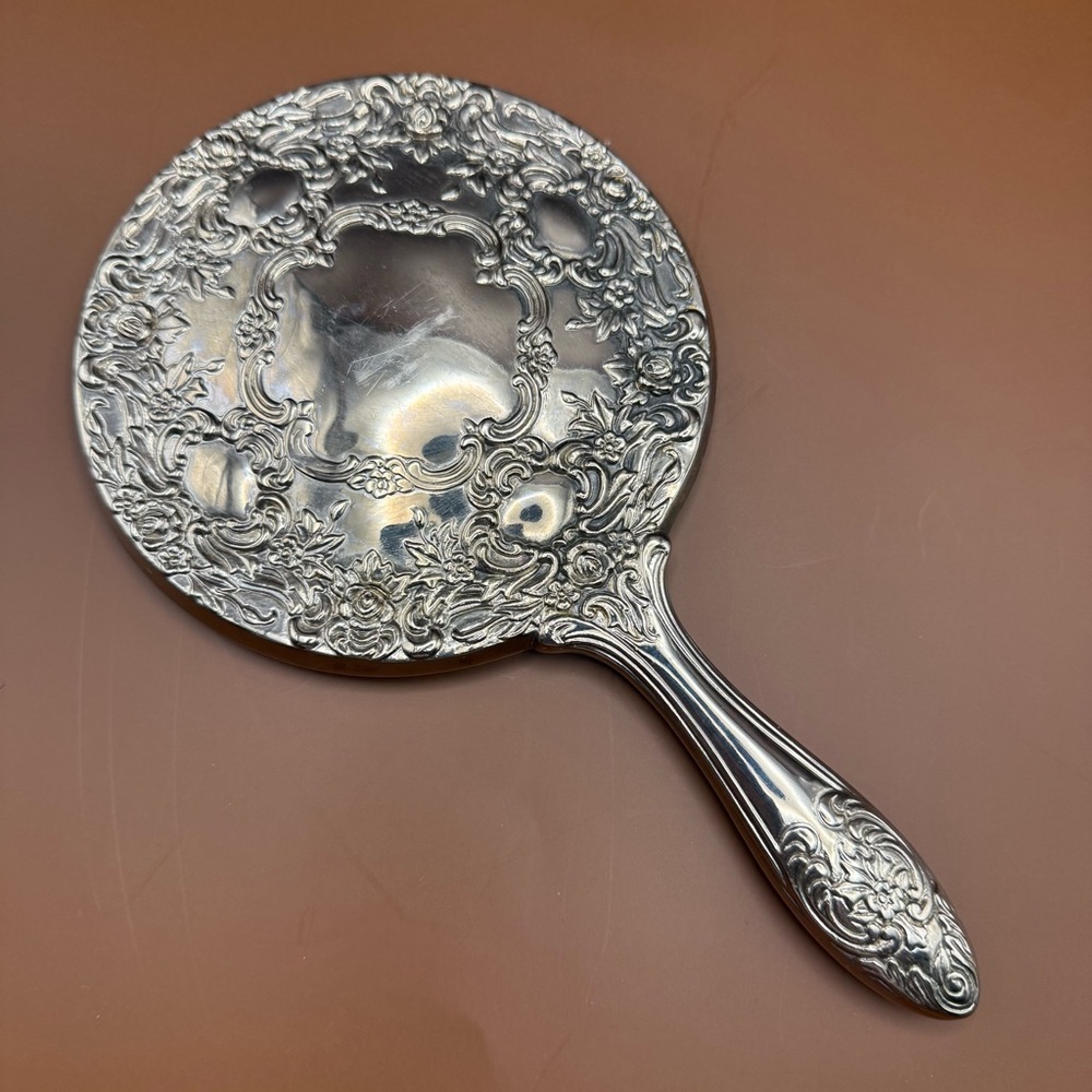 Vintage Art Nouveau Silver Tone Plated Mirror Brush Vanity Dresser Set - Picture 3 of 13